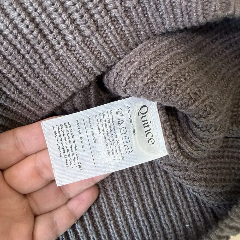 Quince Fisherman Crew Sweater Women's Small Brown Organic Cotton Pullover NWT - Picture 7 of 11
